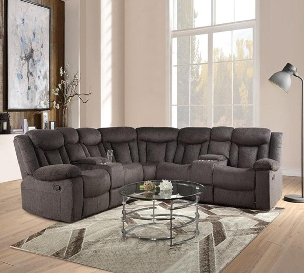 Acme Rylan Motion Sectional Sofa in Dark Brown 54965  Half Price Furniture