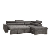 Acme Thelma Sectional Sofa w/ Sleeper & Ottoman in Gray 50275 Half Price Furniture