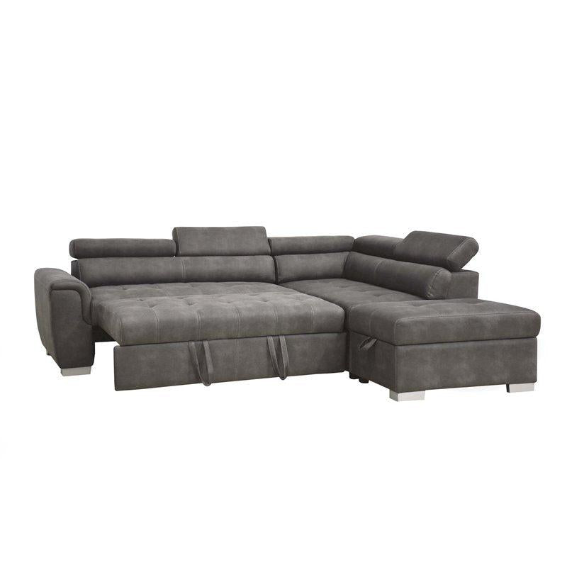 Acme Thelma Sectional Sofa w/ Sleeper & Ottoman in Gray 50275  Half Price Furniture