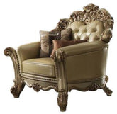 Acme Vendome Chair w/ 2 Pillows in Gold Patina 53002 Half Price Furniture