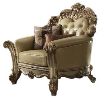 Acme Vendome Chair w/ 2 Pillows in Gold Patina 53002  Half Price Furniture