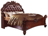 Acme Vendome California King Panel Bed with Button Tufted Headboard in Cherry 21994CK  Half Price Furniture