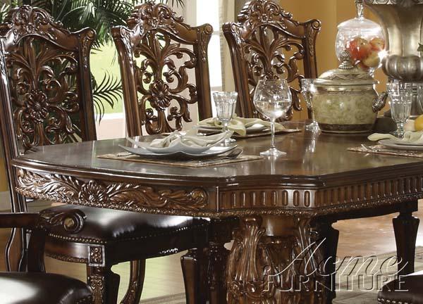 Acme Vendome Double Pedestal Dining Table in Cherry Half Price Furniture