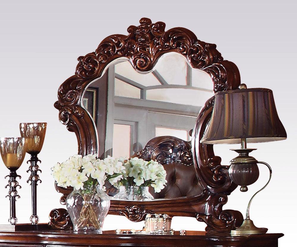 Acme Vendome Landscape Mirror with Intricate Details in Cherry 22004  Half Price Furniture
