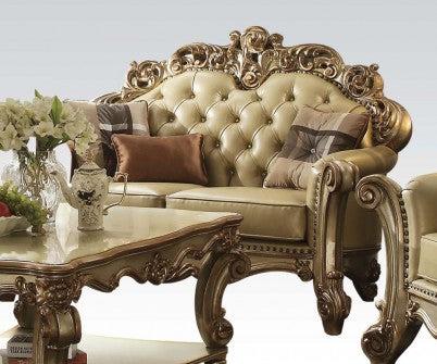 Acme Vendome Loveseat w/ 3 Pillows in Gold Patina 53001  Half Price Furniture