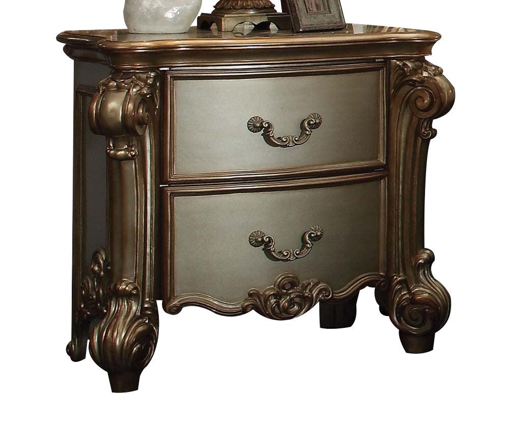 Acme Vendome Nightstand in Gold Patina 23003  Half Price Furniture