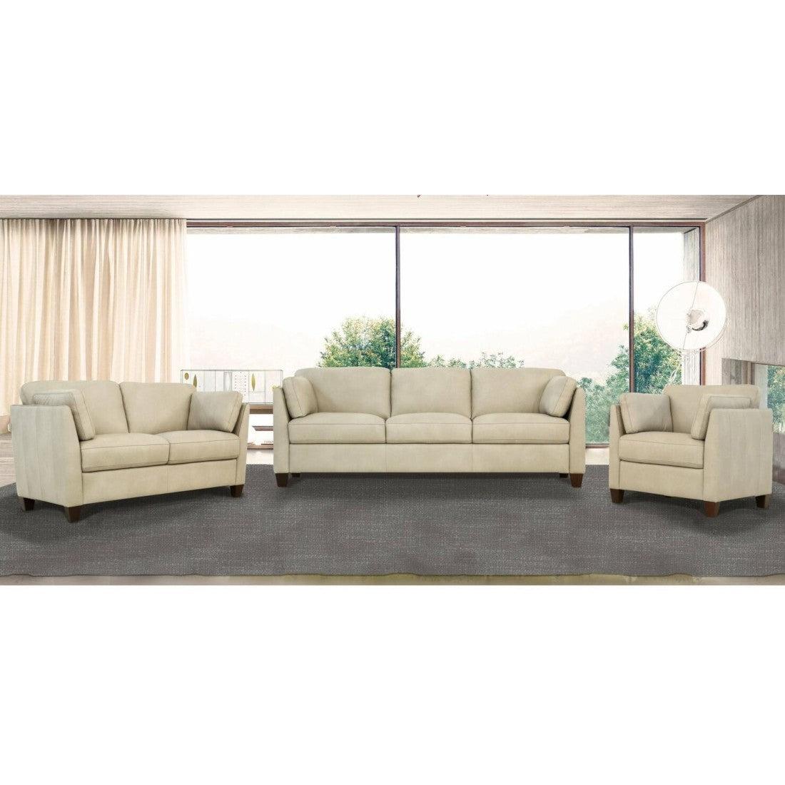 Matias Dusty White Leather 3-Piece Living Room Set Half Price Furniture