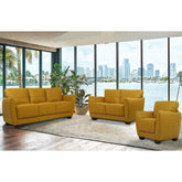 Valeria Mustard Leather 3-Piece Living Room Set Half Price Furniture