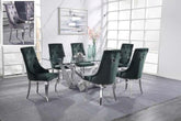 Dekel Clear Glass & Stainless Steel Dining Room Set  Half Price Furniture