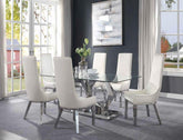 Gianna Clear Glass & Stainless Steel Dining Room Set  Half Price Furniture