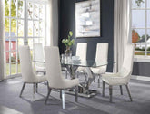 Gianna Clear Glass & Stainless Steel Dining Room Set Half Price Furniture