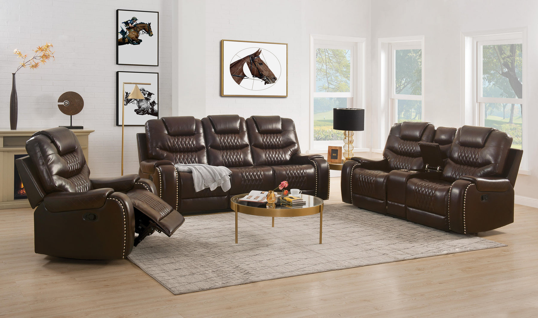 Braylon Brown PU Sofa+Loveseat (Motion) Half Price Furniture