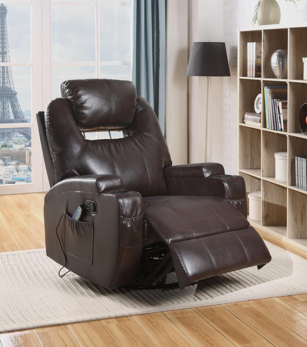 Waterlily Brown PU Rocker Recliner (Motion)  Half Price Furniture