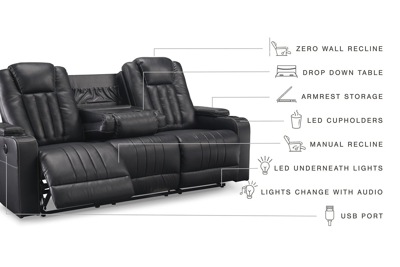 Center Point Reclining Sofa with Drop Down Table - Half Price Furniture