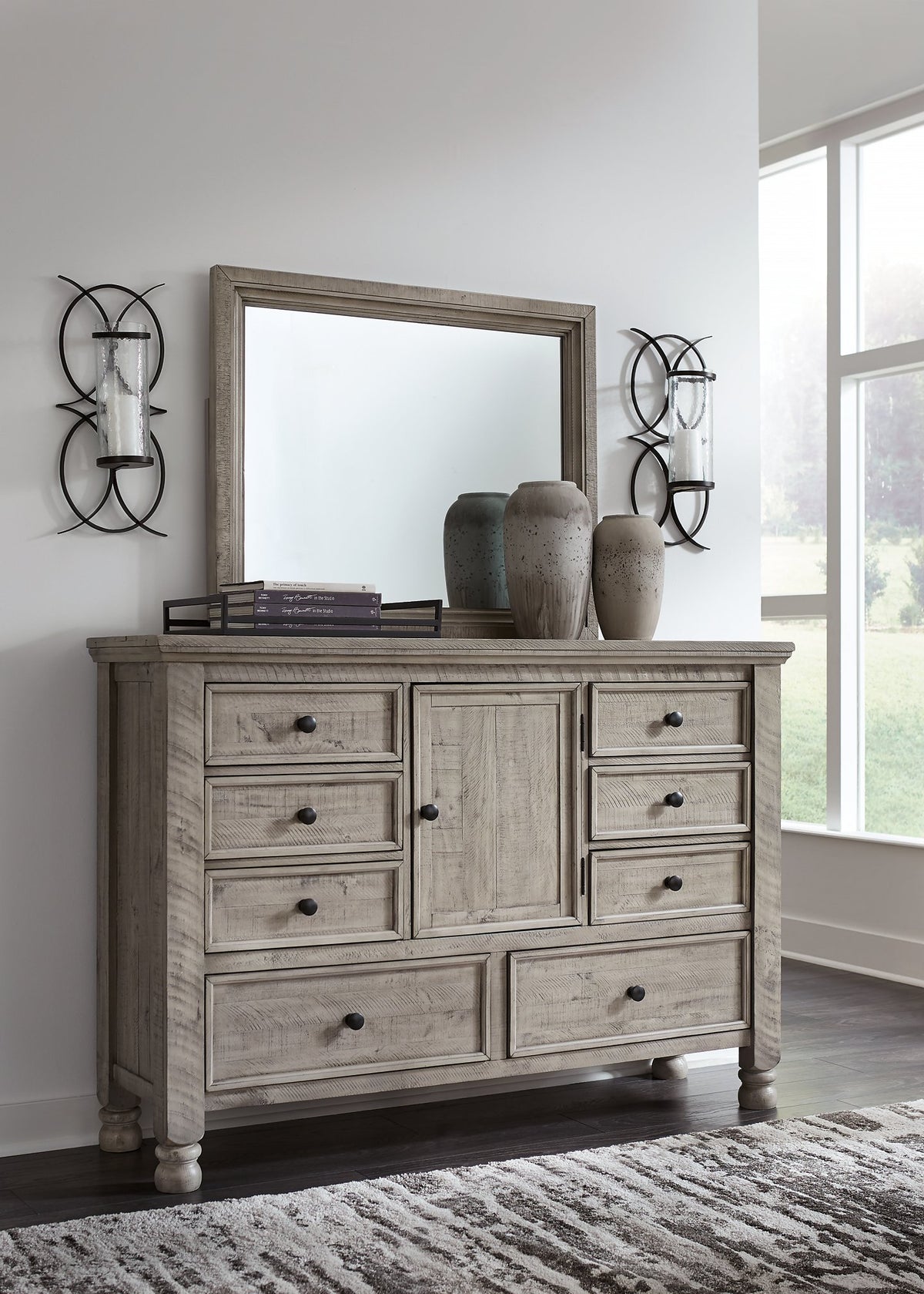 Harrastone Dresser and Mirror  Half Price Furniture