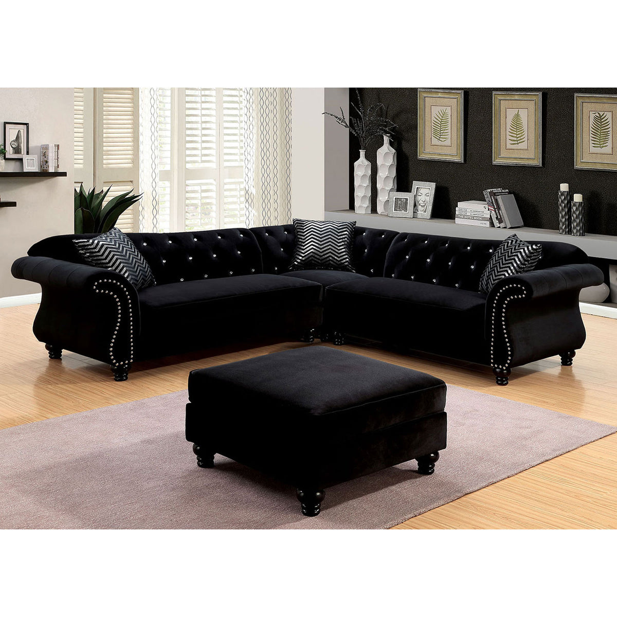 JOLANDA II Black Sectional, Black  Half Price Furniture
