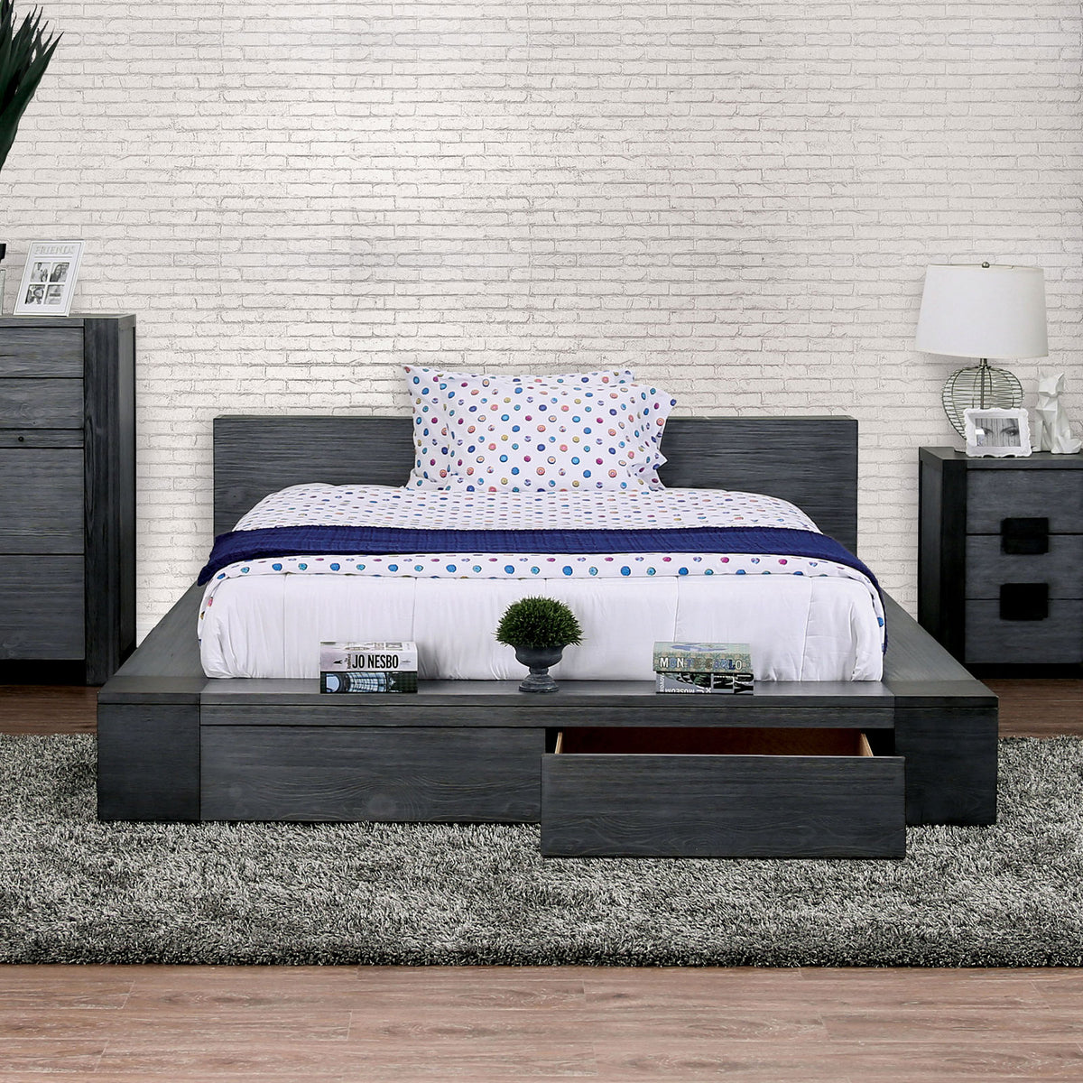 Janeiro Gray Cal.King Bed - Half Price Furniture