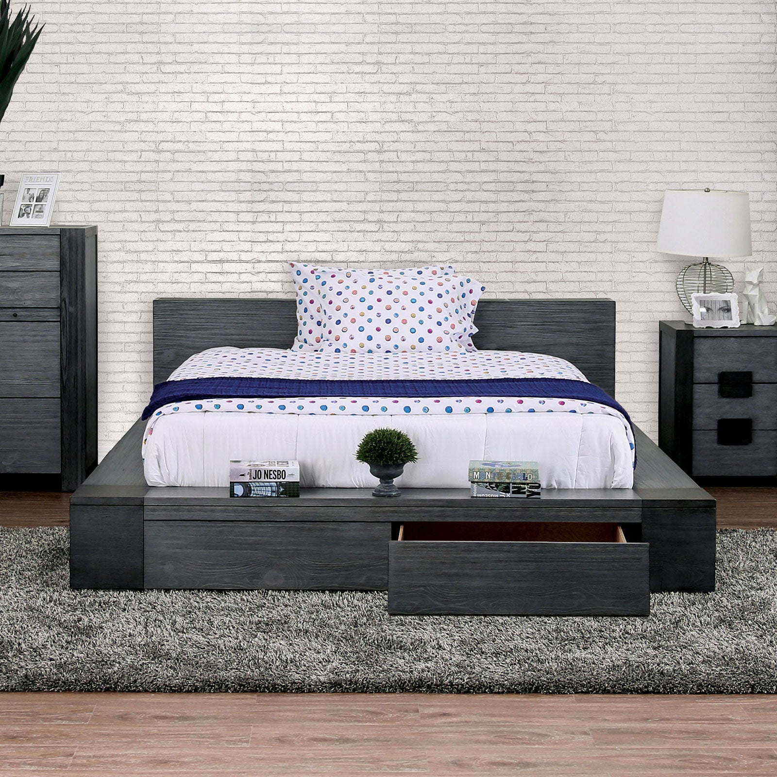 Janeiro Gray Cal.King Bed - Half Price Furniture