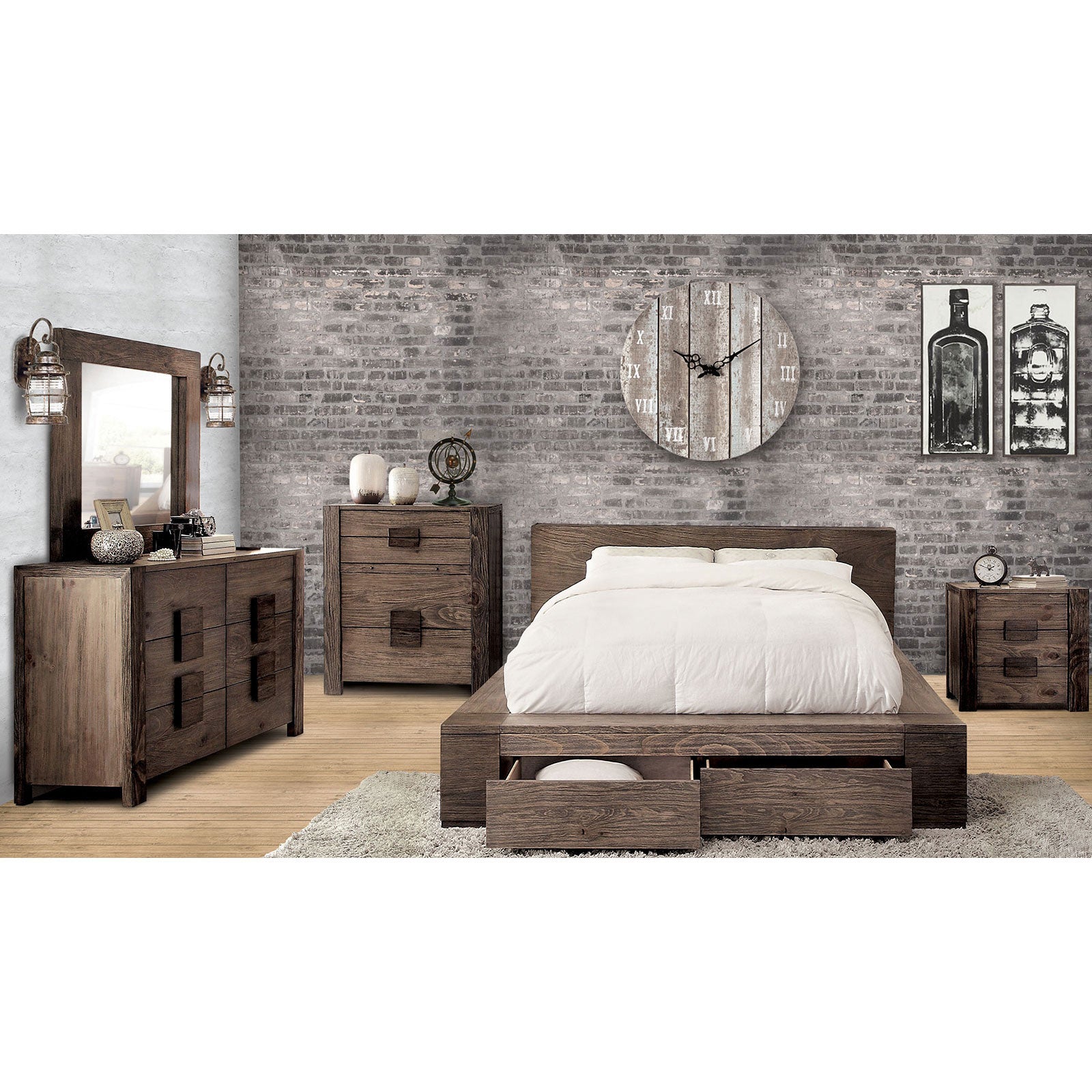 JANEIRO Rustic Natural Tone Cal.King Bed - Half Price Furniture