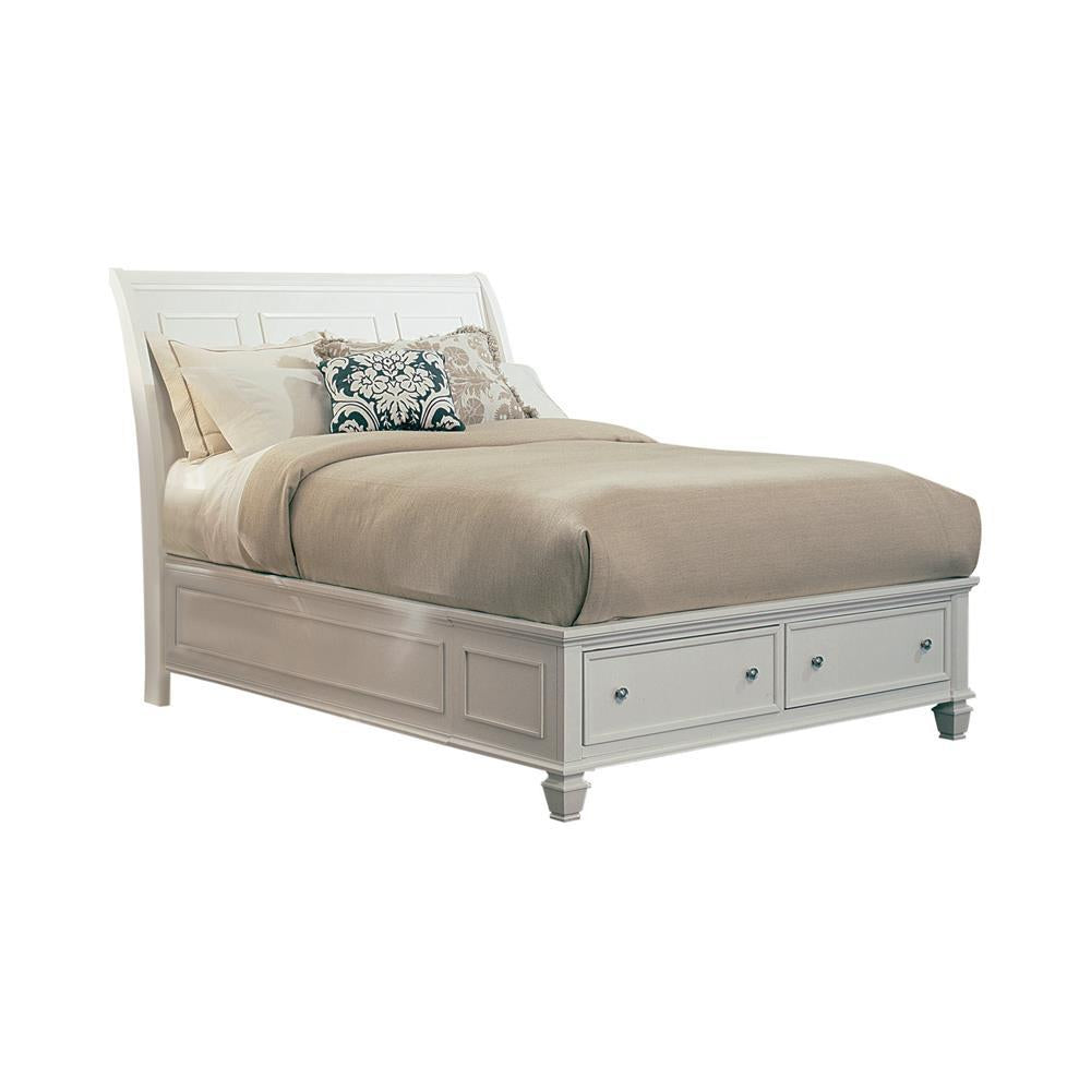 Sandy Beach Queen Storage Sleigh Bed Cream White - Half Price Furniture