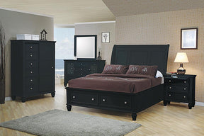 Sandy Beach Queen Storage Sleigh Bed Black - Half Price Furniture