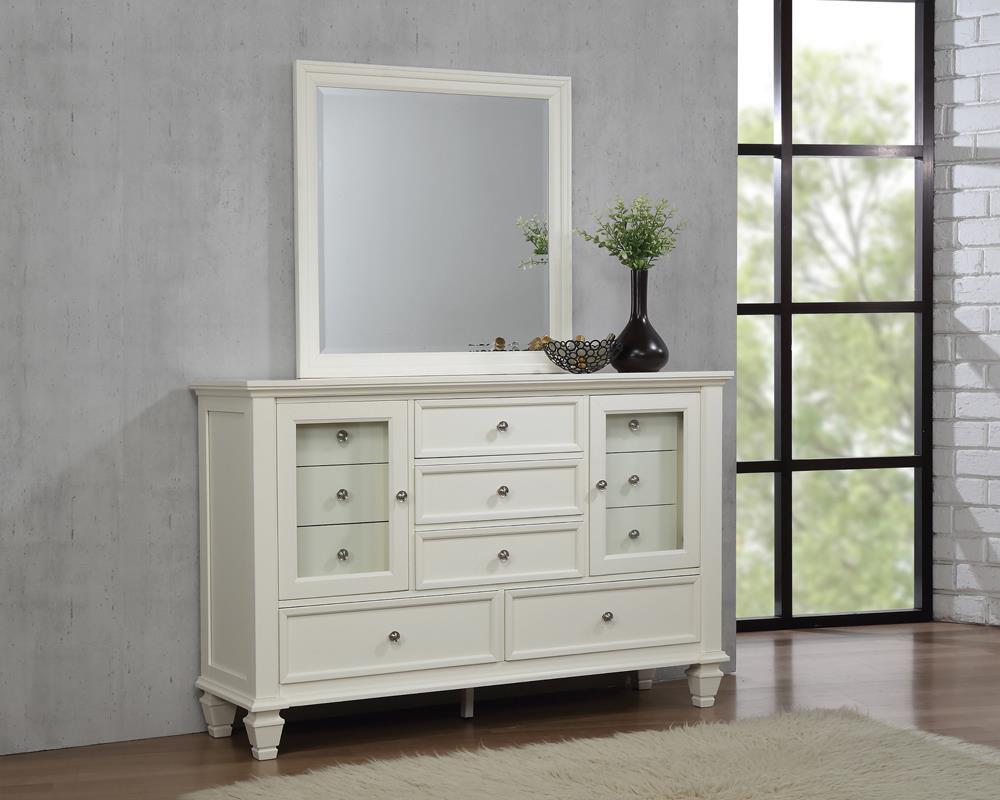 Sandy Beach Rectangular Dresser Mirror Cream White - Half Price Furniture