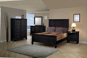 Sandy Beach California King Panel Bed with High Headboard Black - Bed - Half Price Furniture