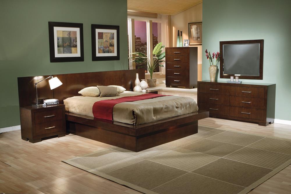 Jessica Queen Platform Bed with Rail Seating Cappuccino - Half Price Furniture
