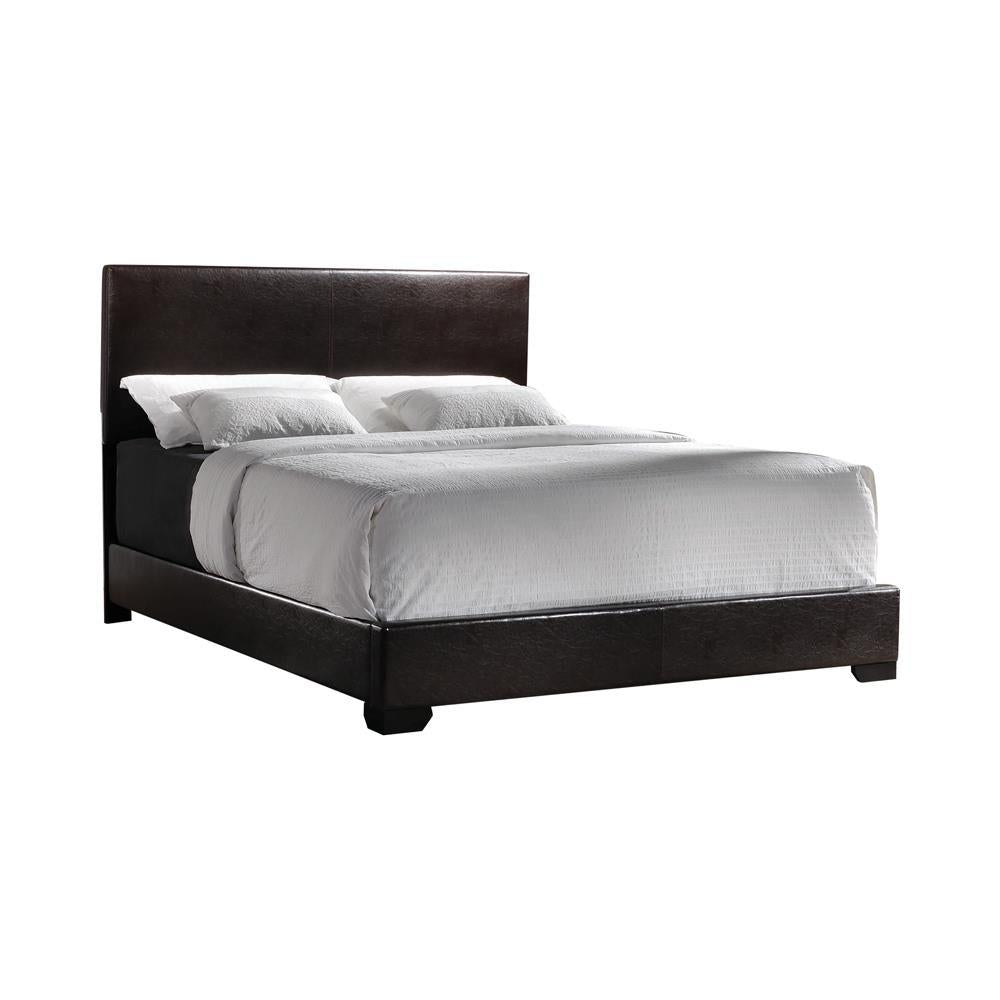 Conner Queen Upholstered Panel Bed Black and Dark Brown - Half Price Furniture