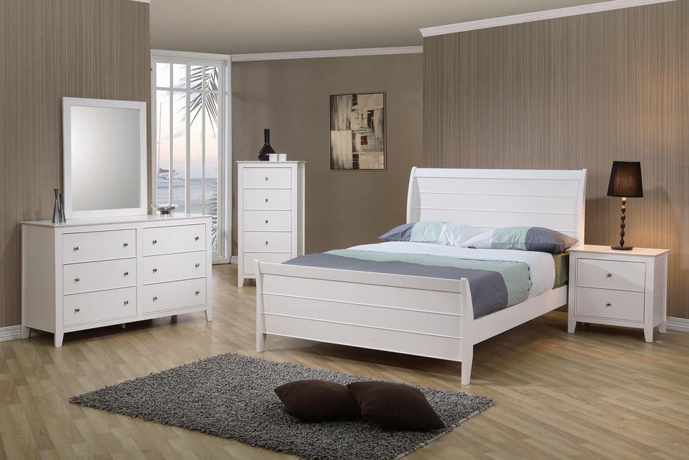 Selena Full Sleigh Platform Bed Cream White  Half Price Furniture