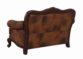 Victoria Tufted Back Loveseat Tri-tone and Brown - Half Price Furniture