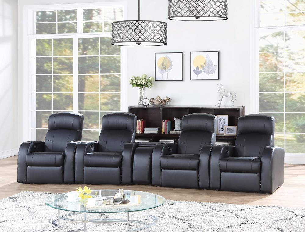 Cyrus Home Theater Upholstered Recliner Black - Half Price Furniture