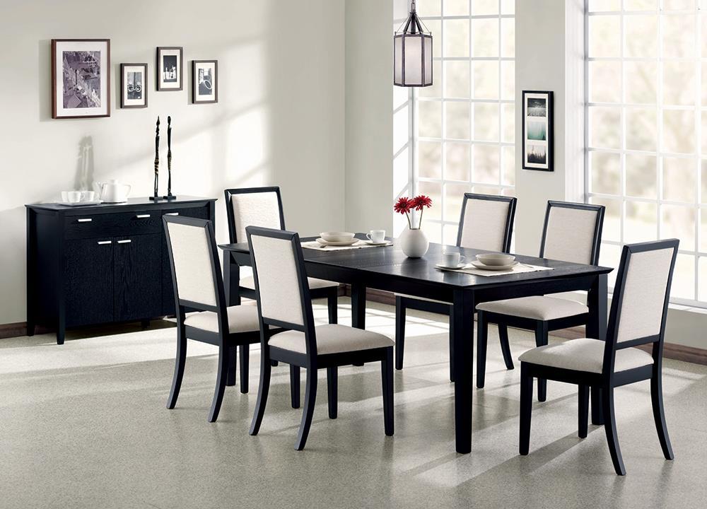 Louise Rectangular Dining Table with Extension Leaf Black  Half Price Furniture