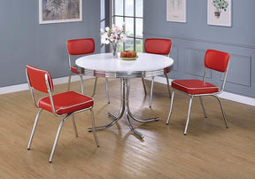 Retro Round Dining Table Glossy White and Chrome - Half Price Furniture