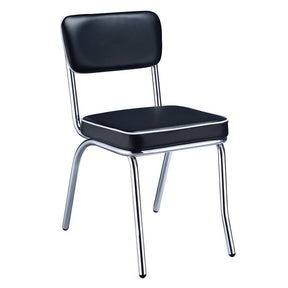 Retro Open Back Side Chairs Black and Chrome (Set of 2) - Half Price Furniture