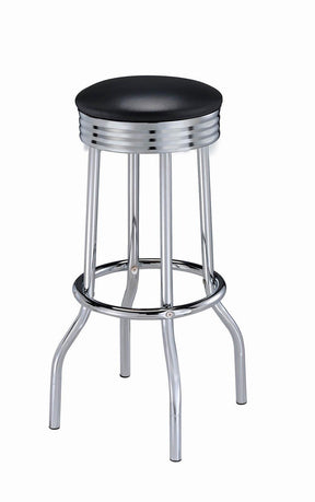 Theodore Upholstered Top Bar Stools Black and Chrome (Set of 2) - Barstool - Half Price Furniture