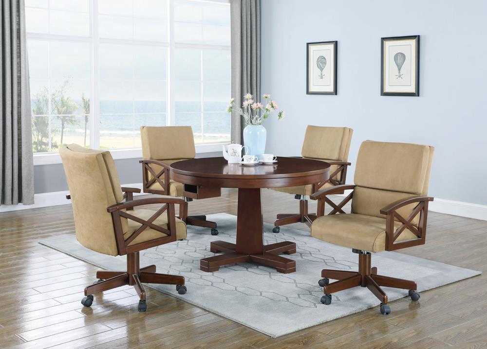 Marietta Round Wooden Game Table Tobacco - Half Price Furniture