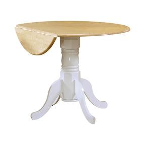 Allison Drop Leaf Round Dining Table Natural Brown and White - Half Price Furniture