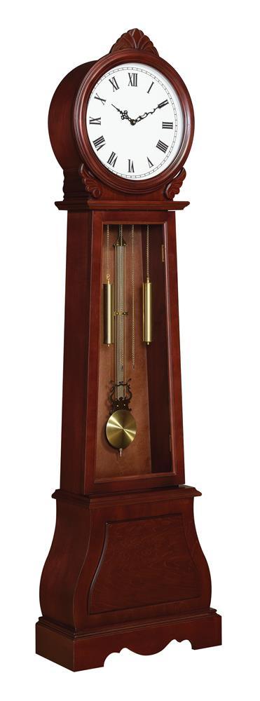 Narcissa Grandfather Clock with Chime Brown Red - Half Price Furniture