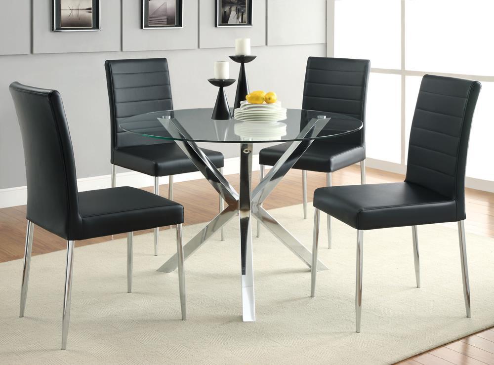 Vance Glass Top Dining Table with X-cross Base Chrome - Half Price Furniture