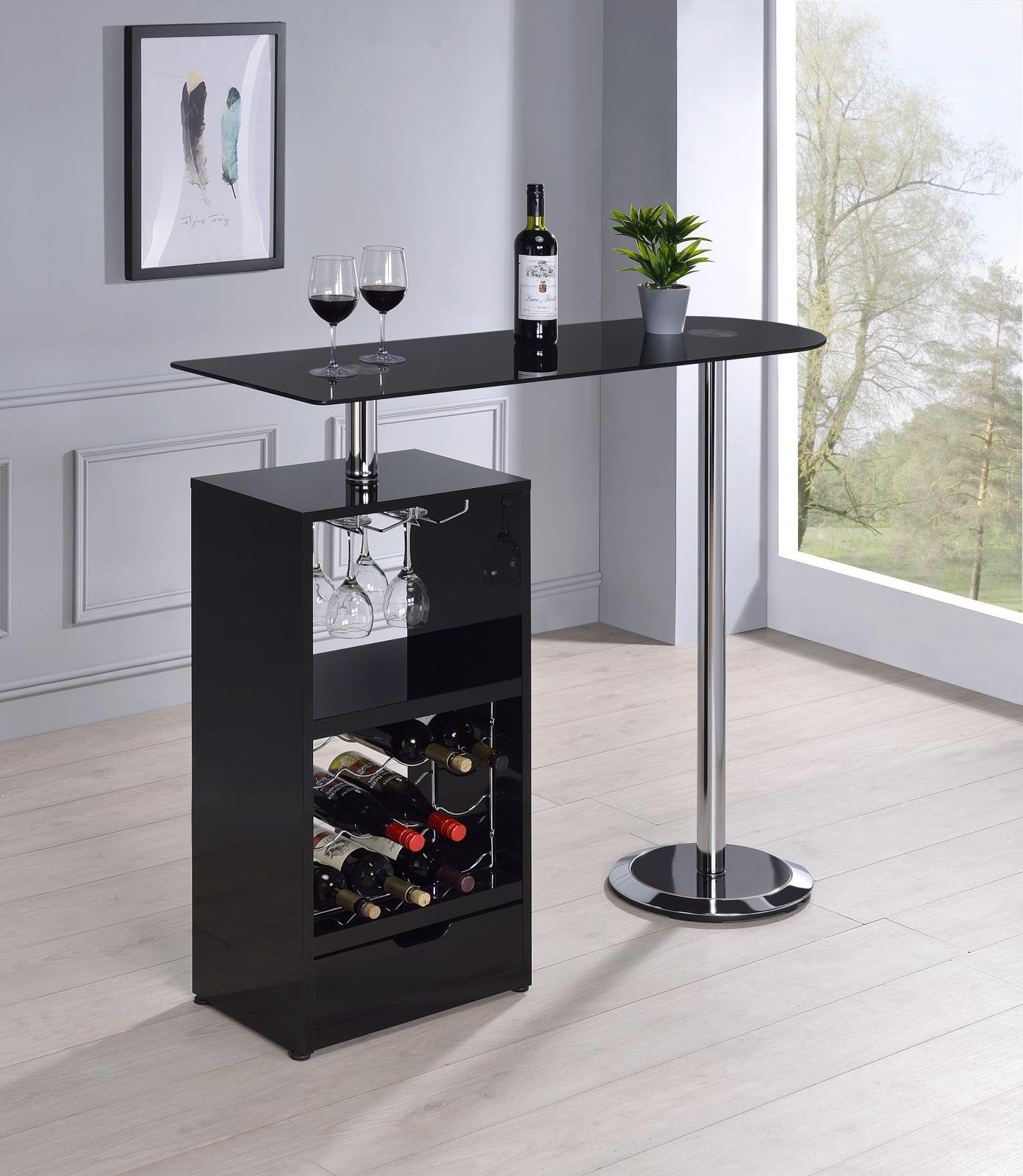 Koufax 1-drawer Bar Table Glossy Black - Half Price Furniture