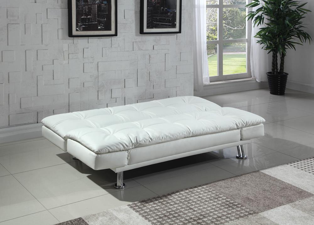 Dilleston Tufted Back Upholstered Sofa Bed White - Half Price Furniture