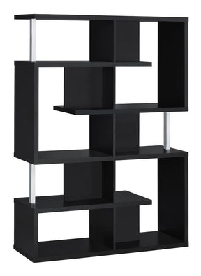 Hoover 5-tier Bookcase Black and Chrome - Half Price Furniture