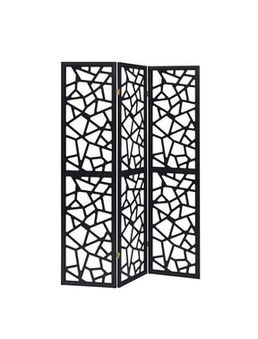 Nailan 3-panel Open Mosaic Pattern Room Divider Black - Half Price Furniture