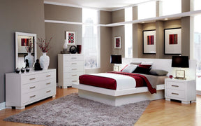 Jessica Eastern King Platform Bed with Rail Seating White - Half Price Furniture