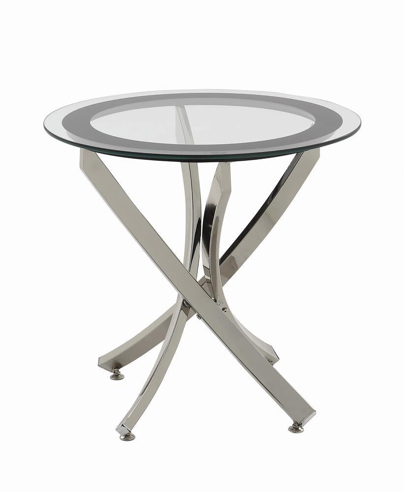 Brooke Glass Top End Table Chrome and Black - Half Price Furniture