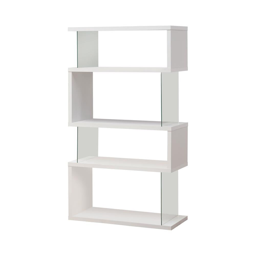 Emelle 4-tier Bookcase White and Clear - Half Price Furniture