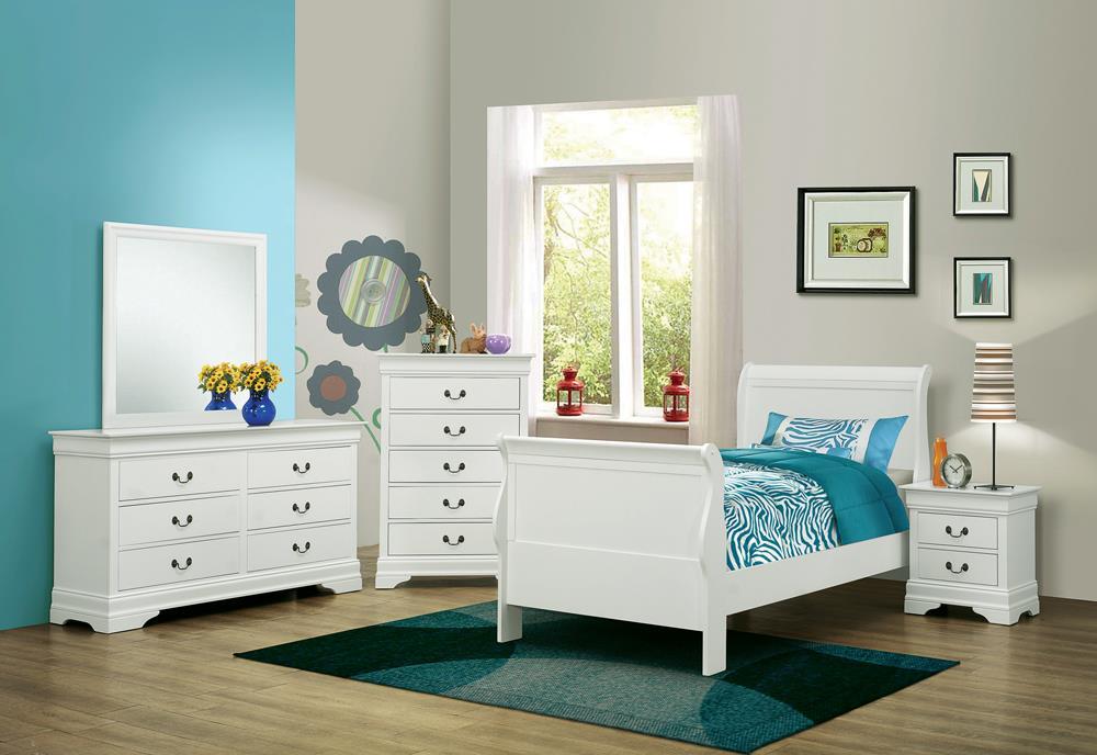 Louis Philippe Twin Sleigh Panel Bed White - Half Price Furniture