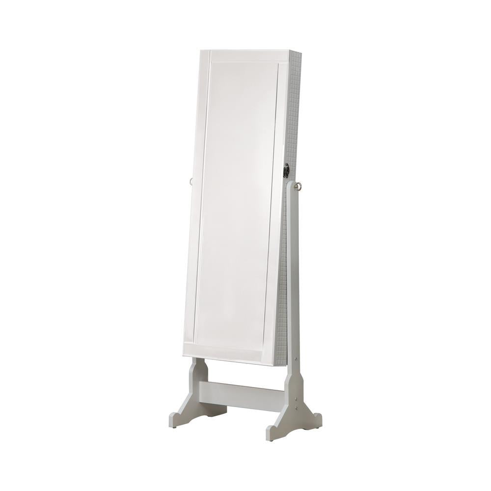 Zayas Storage Jewelry Cheval Mirror White - Half Price Furniture