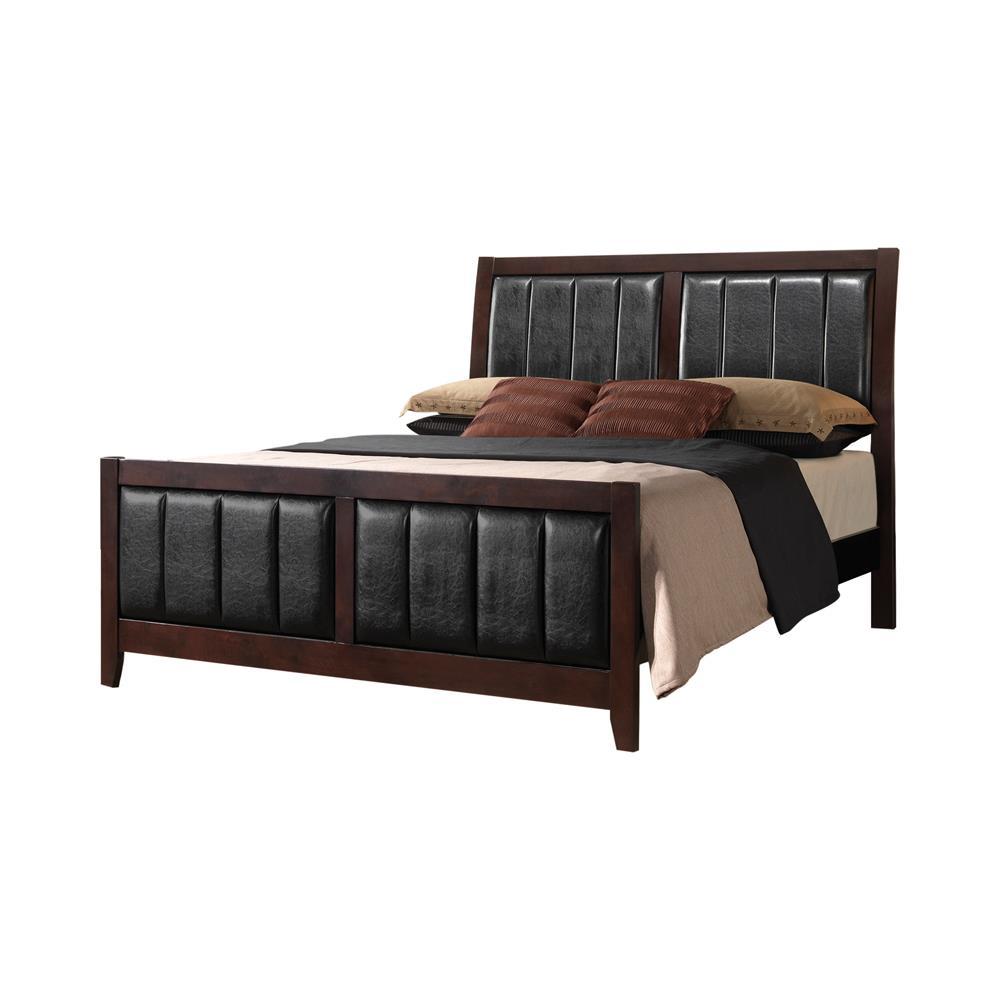 Carlton Queen Upholstered Bed Cappuccino and Black - Half Price Furniture